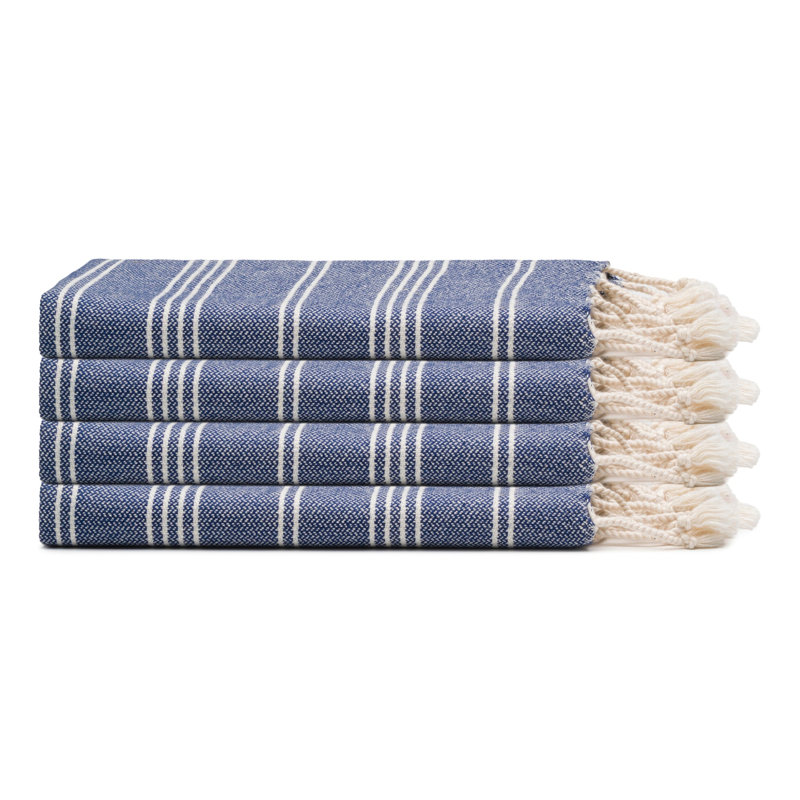 Ensemble de 4 serviettes en coton Essential, Marine