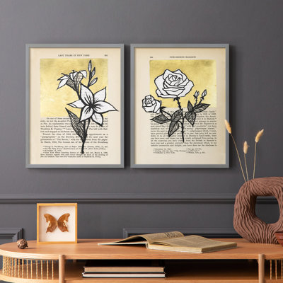«Floral Diary I», reproduction encadrée de qualité supérieure - prête à être accrochée - aucun clou requis - aucun clou requis