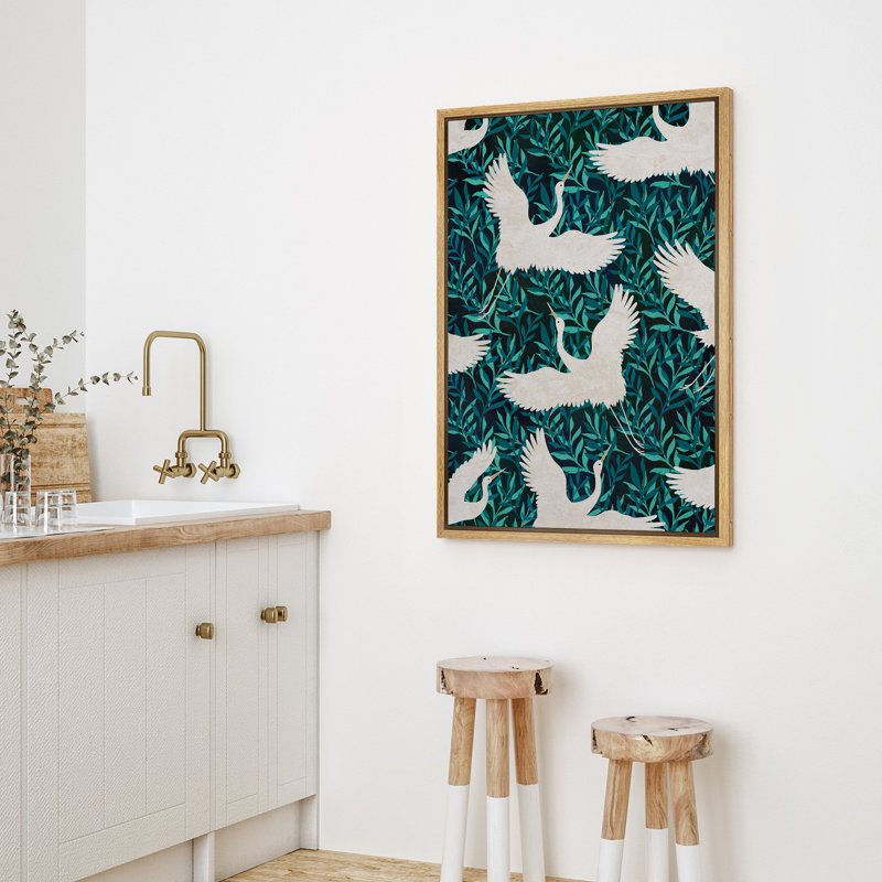 «Goose Illusion Tropical Green Modern Decor», impression sur toile encadrée, H 36 po x l 24 po, Naturel