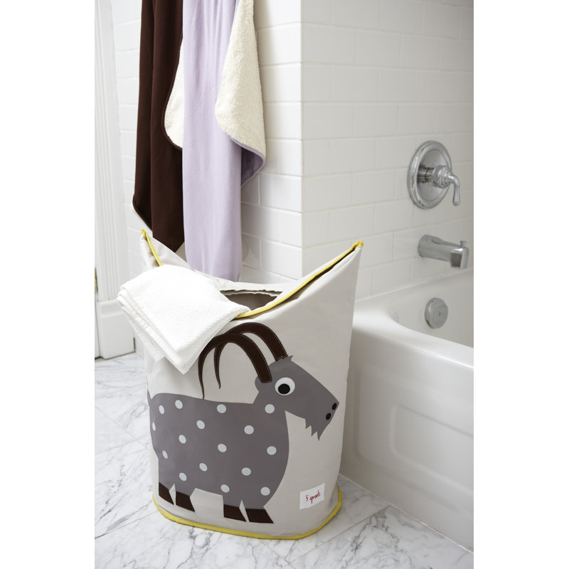 3 Sprouts - Baby Laundry Hamper  - Storage Basket Organizer Bin for Nursery - Goat