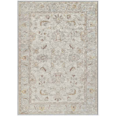 NeverMove Machine Washable Traditional Jordan Oatmeal Area Rug