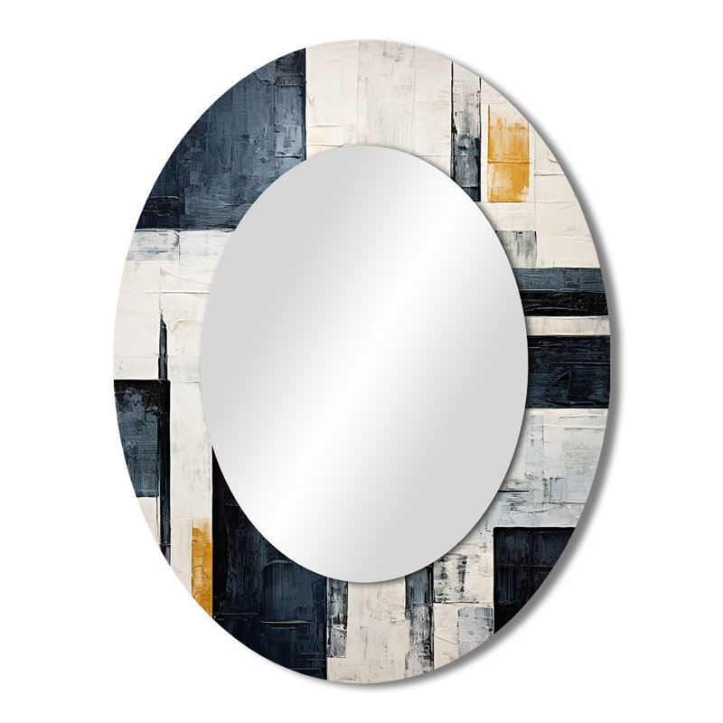 Indigo illusion indigo VI - décor de miroir mural ovale noir, 43 po x 33 po