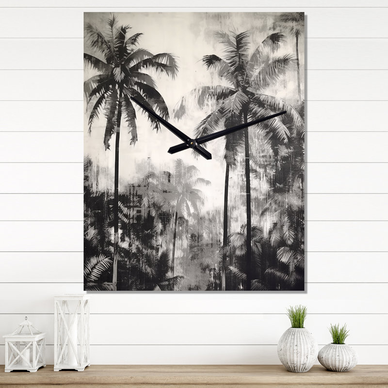 Horloge murale moderne Black Palm Paradise II - Tropical, Petit
