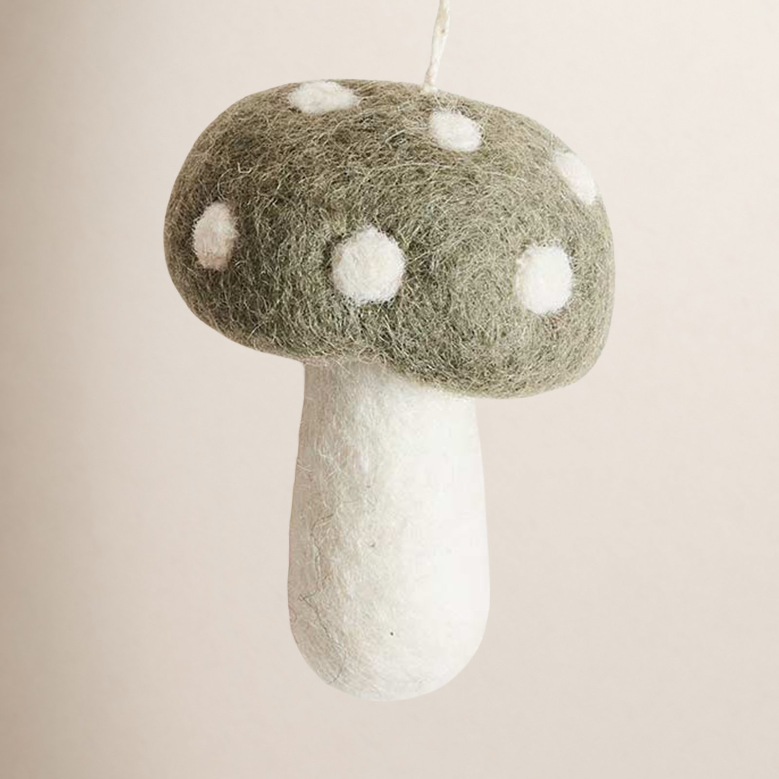 Felted Festive Mushroom Decor, 3.5" H x 2.5" W x 2.5" D, Moss