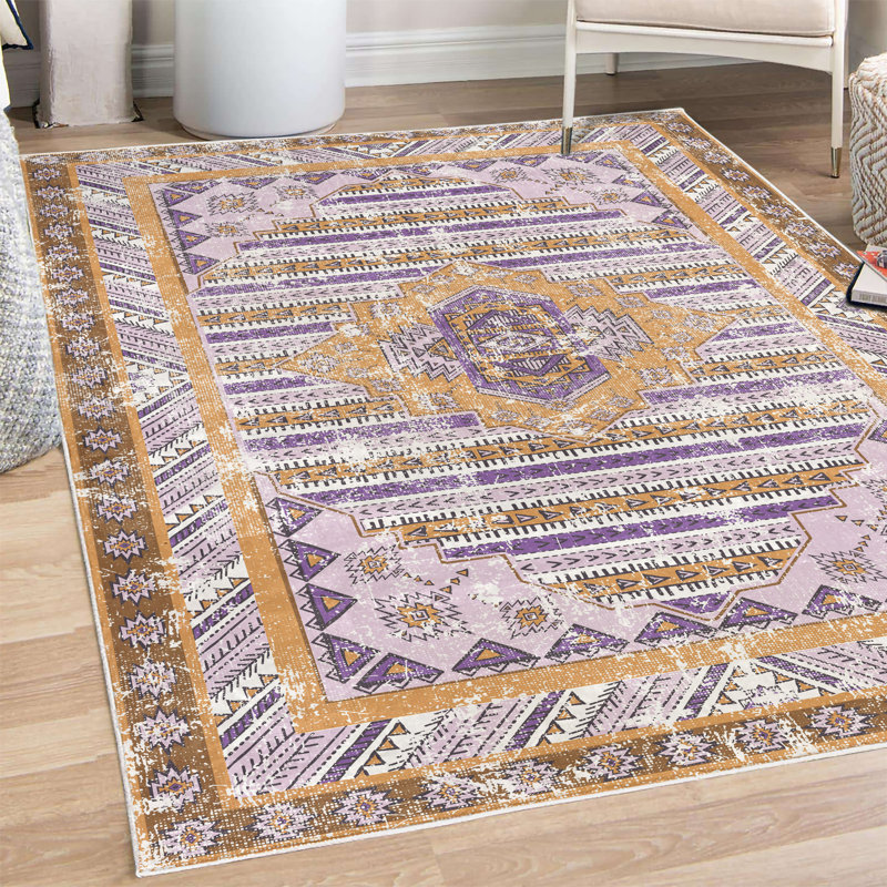 Tapis décoratif à poils longs Henden, Rectangle 4 pi x 5 pi 5 po
