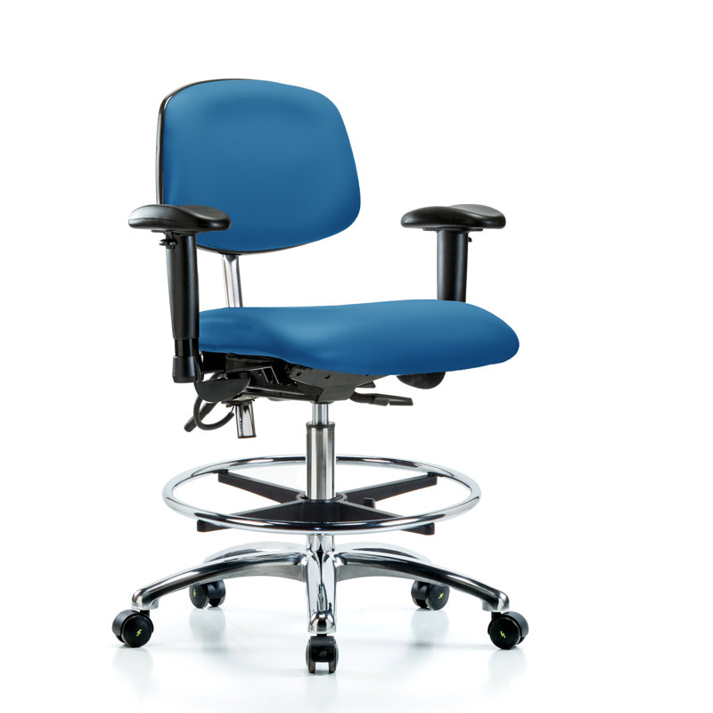 Chaise en vinyle ESD, Bleu, Roulettes, Inclus