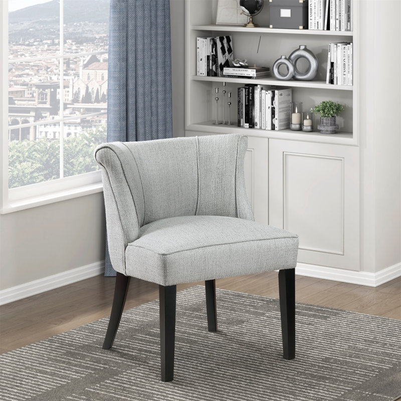 Magno 25" Modern Accent Chair with Textured Fabric Upholstery, Solid Wood Legs, 300 lb Capacity, Gray Polyester