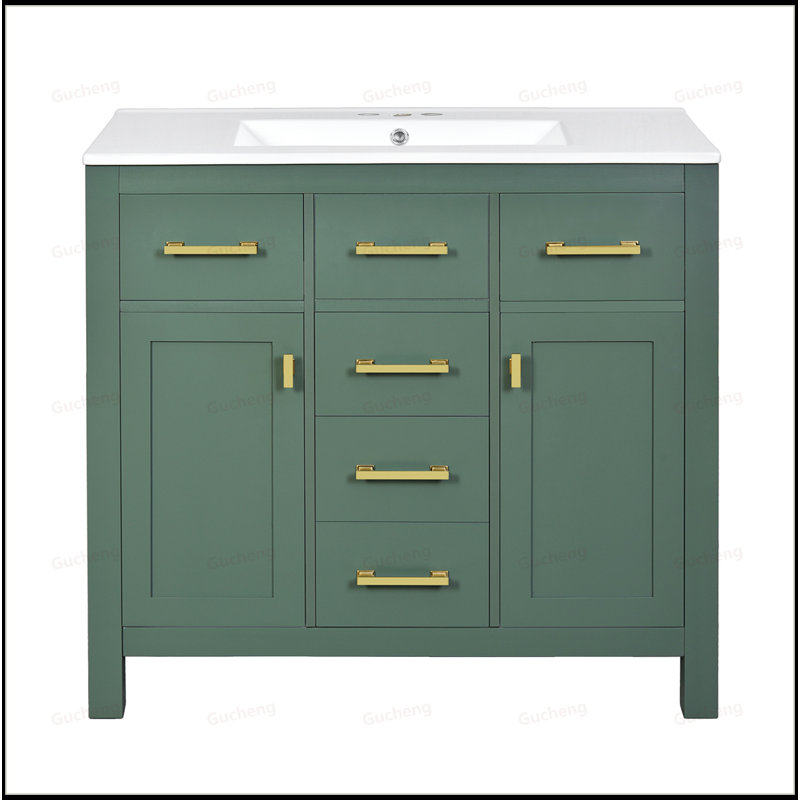 Armoire de rangement pour meuble-lavabo 36 po à 4 tiroirs 36 po, Vert