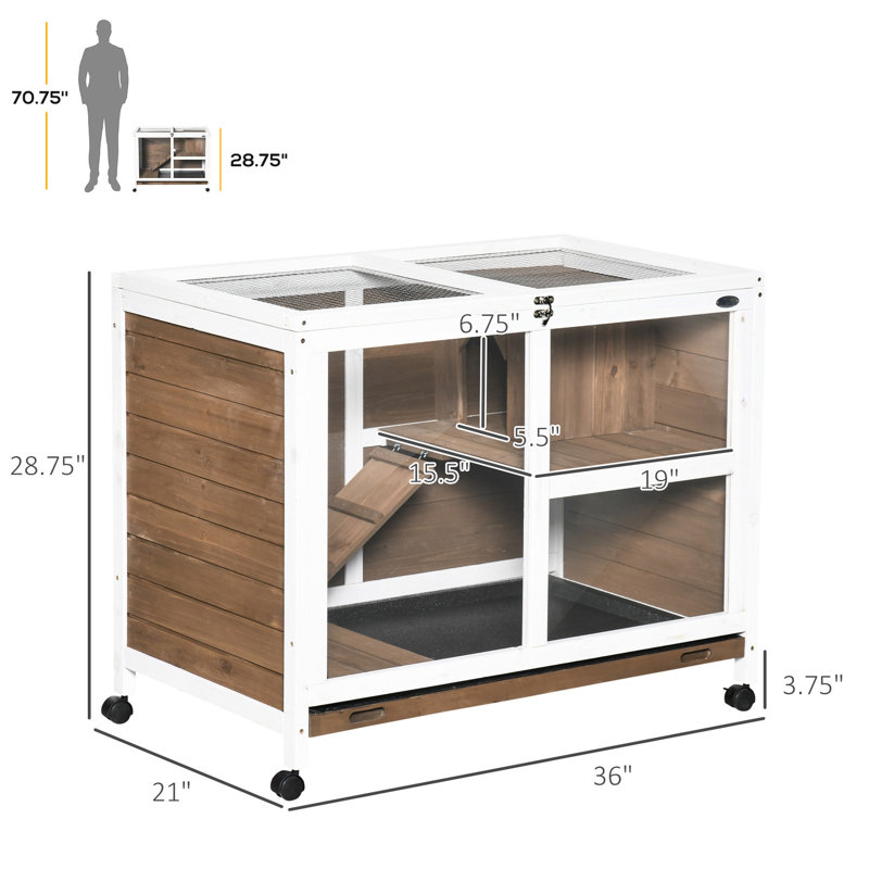 Petite cage à roulettes avec roulettes, bureau et table d'appoint