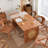 Brown Rectangular Solid Wood + Rattan Dining Table-737357105