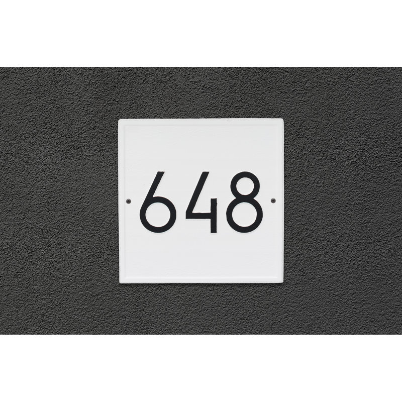 Plaque d'adresse murale 1 ligne personnalisée, Blanc / Noir, Oui