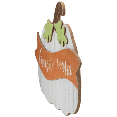 19.5" White Wooden Pumpkin Favourite Season Hanging Wall Sign