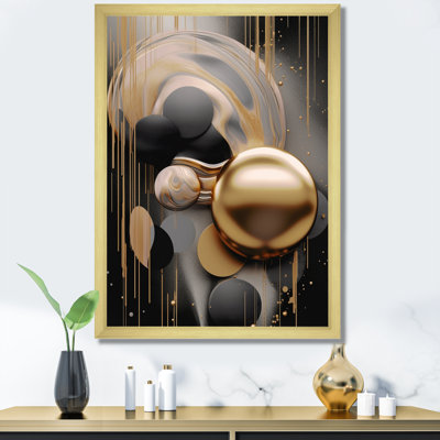 Reproduction d'art mural doré et noir mystique VI - Formes abstraites