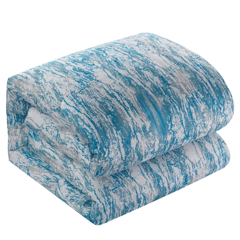 Leland Blue Microfiber Reversible 3 Piece Comforter Set, Queen Comforter + 2 Shams