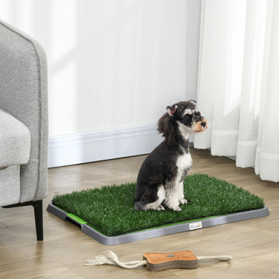 26 x 16 Inch Pet Artificial Grass Urinal Pads with Tray, Dog Potty Training Grass Pads, Indoor and Outdoor Use