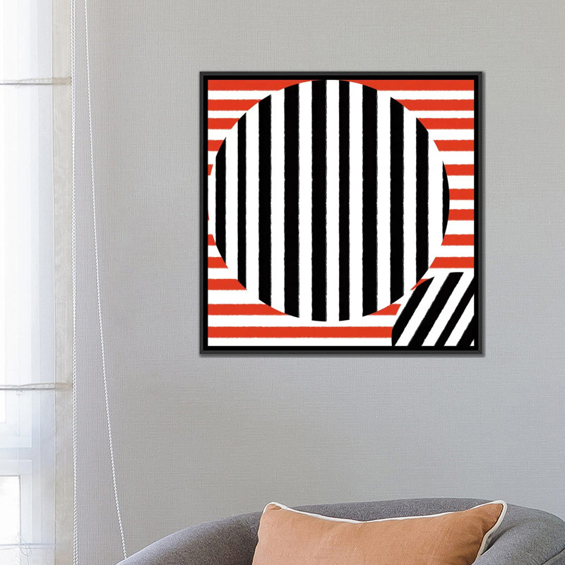 Albree Modern Inner Circle, impression sur toile, H 26 po x l 26 po x P 1,5 po, Toile avec cadre noir, Pas de tapis