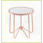 Round Rose Gold Coffee Table with Frosted Glass Top – Compact Living Room Side Table, Easy Assembly