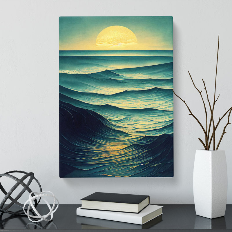 Seascape Painting Sgraffito Vol.1 - Wrapped Canvas, 50cm H x 35cm W x 3cm D