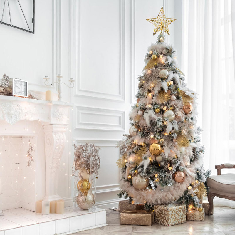 Christmas Tree Topper 10" Golden Glittered Star Tree Topper with 20 LED Lights