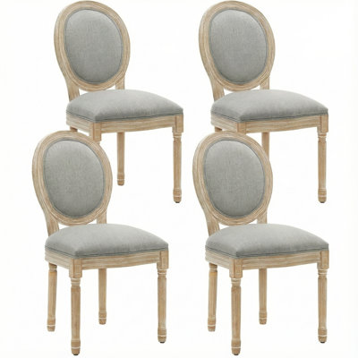 (Set of 4) 20'' H Upholstered King Louis Back Side Chair Wood Dining Chairs