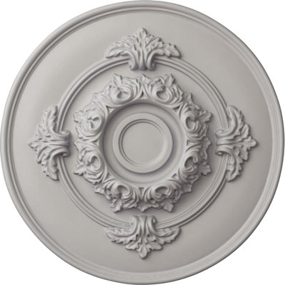 Médaillon de plafond Endurathane Monique, DO 13 3/4 po x P 1 po (convient aux auvents jusqu'à 3 3/4 po), fini blanc ultra pur peint à la main