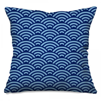 Blue Wave Pattern Double Sided Throw Pillows