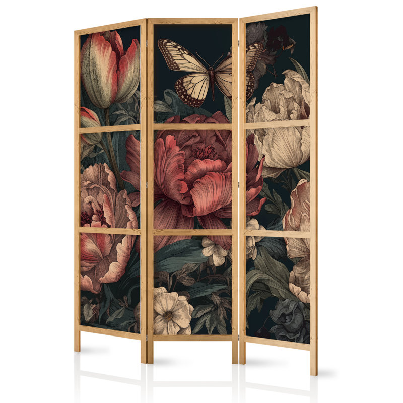 171cm H Solid Wood Folding Room Divider, 171cm H x 135cm W x 1.2cm D, 3