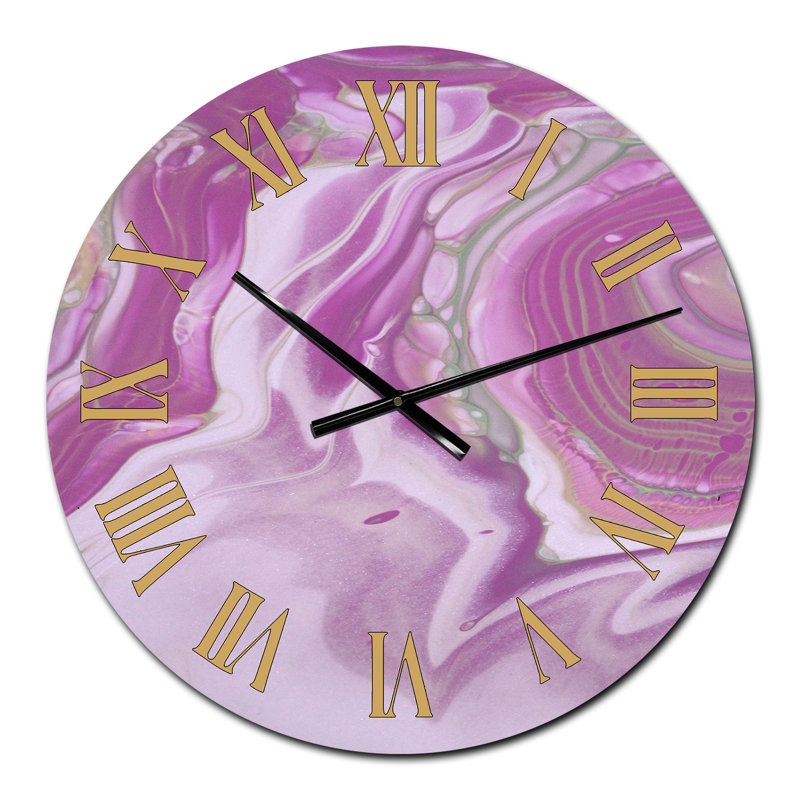 Horloge murale rose - vagues de marbre rose I, Moyen