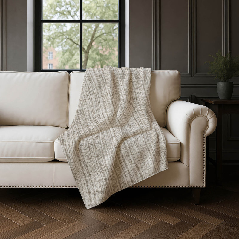 Jeté à rayures Addison Sherpa ASB760, Taupe