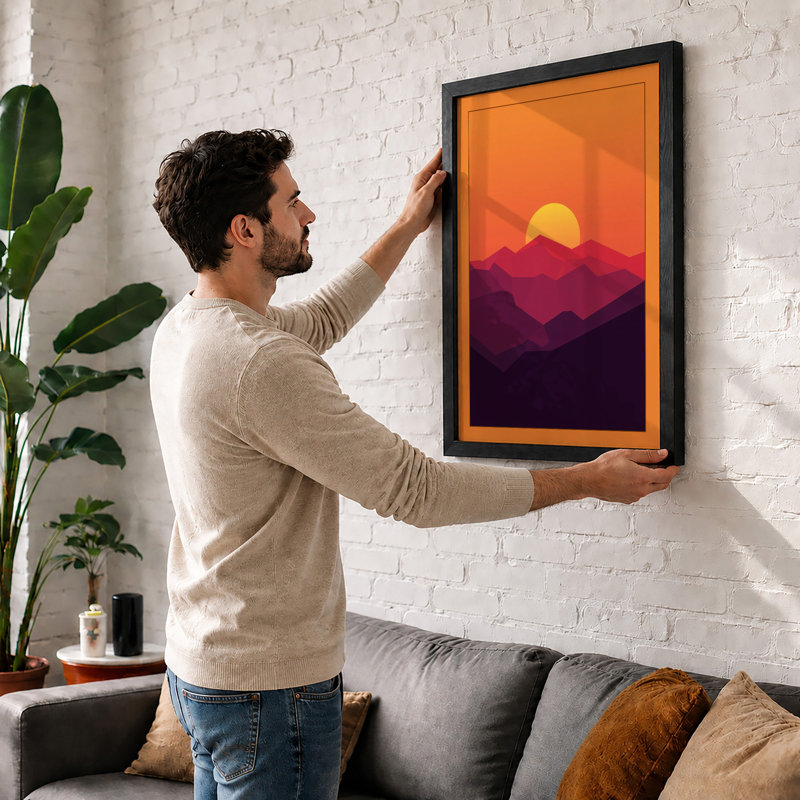 Mountains at Sunrise Modern - Framed Print, A1 - 84.1 x 59.4 cm, Unframed