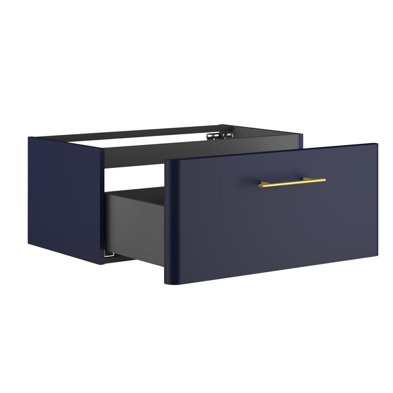 Ashaunie 81cm Single Bathroom Vanity Base Only, Wave Blue/Gold