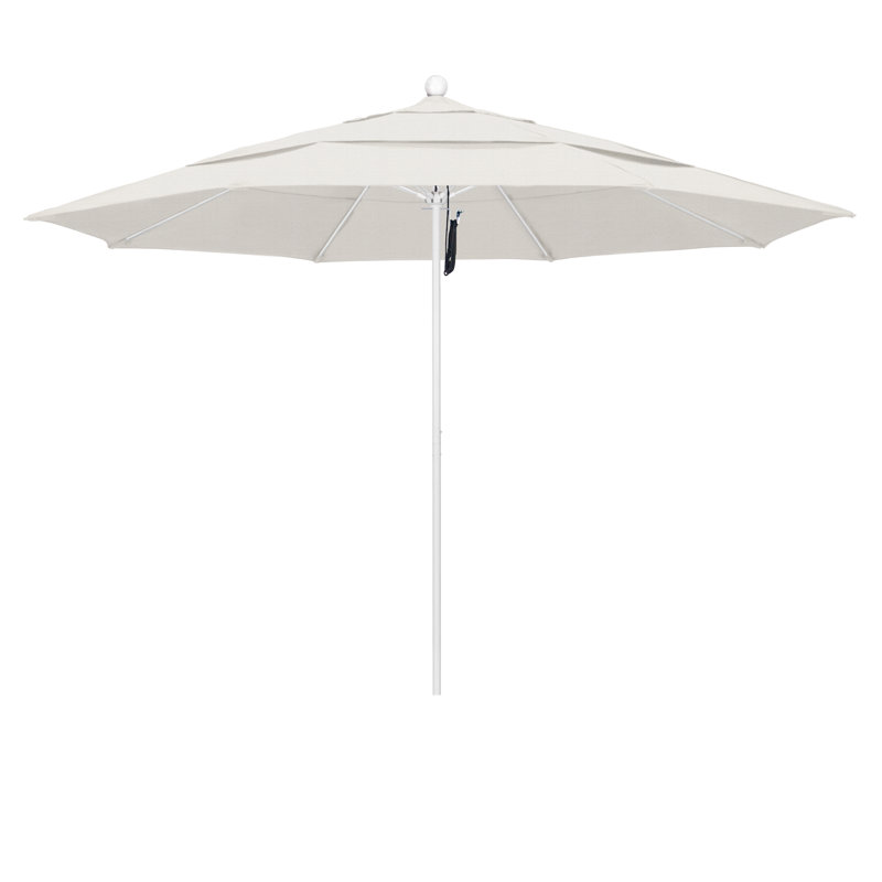 Parasol de marché 11 pi Hibo, Blanc mat, Performance granit tissé