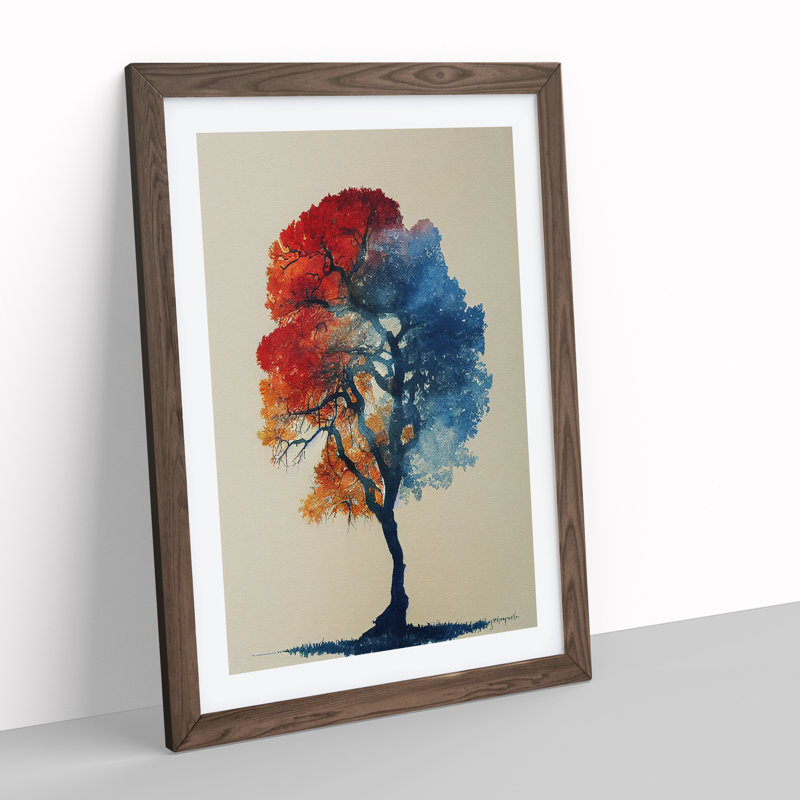 Tree No.5 - Single Picture Frame Painting, 64cm H x 46cm W x 2cm D, Walnut