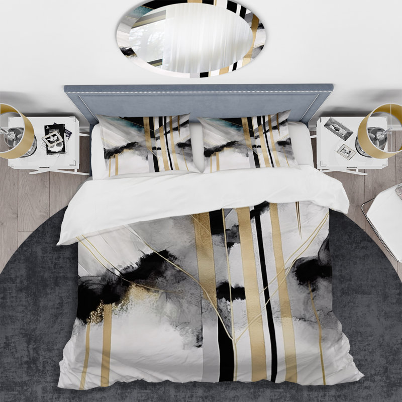 Ensemble de housse de couette en microfibre / polyester Abstract Geode, Housse de couette simple + 1 taie décorative stan