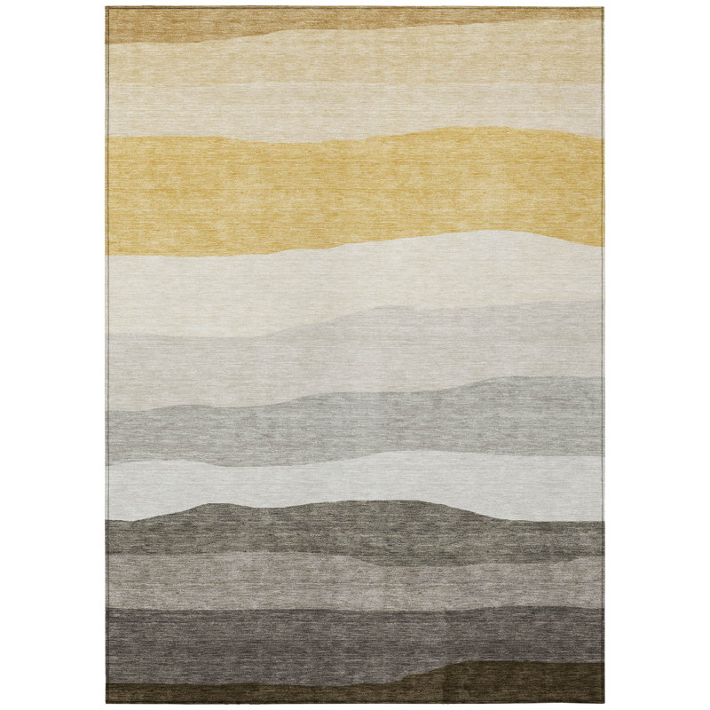 Machine Washable Indoor/Outdoor Xhevrie Pewter Rug, Rectangle 8' x 10'