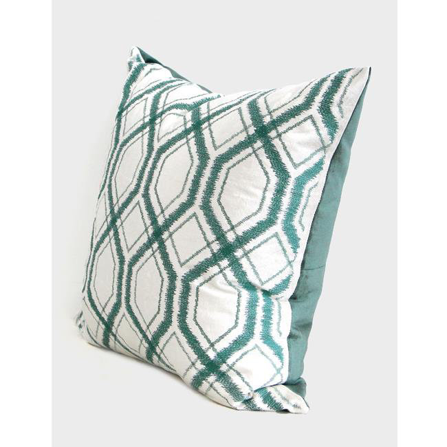 Embroidered Cotton Throw Pillow, Lack Blue