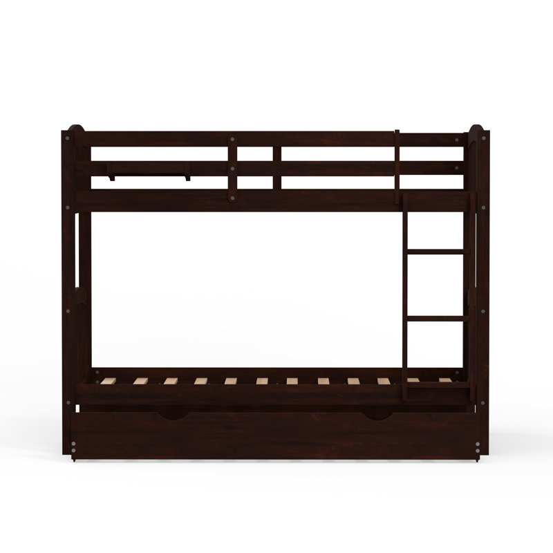 Klahn Solid Wood Twin Over Twin Bunk Bed, Hanging Nightstand, and Trundle, Espresso