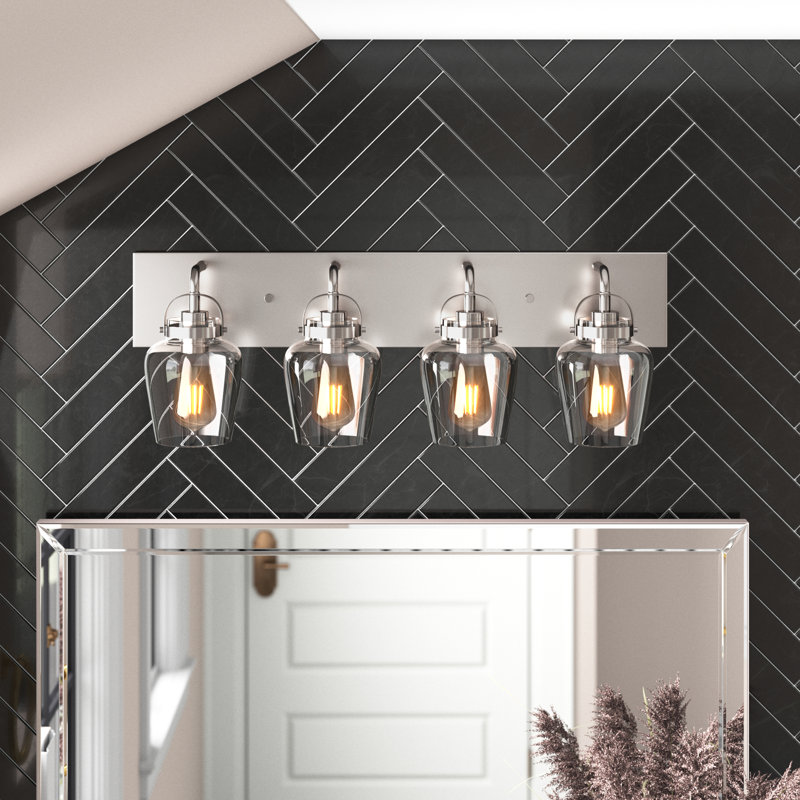 Éclairage pour salle de bain 4 lumières Tribble, Nickel poli brossé