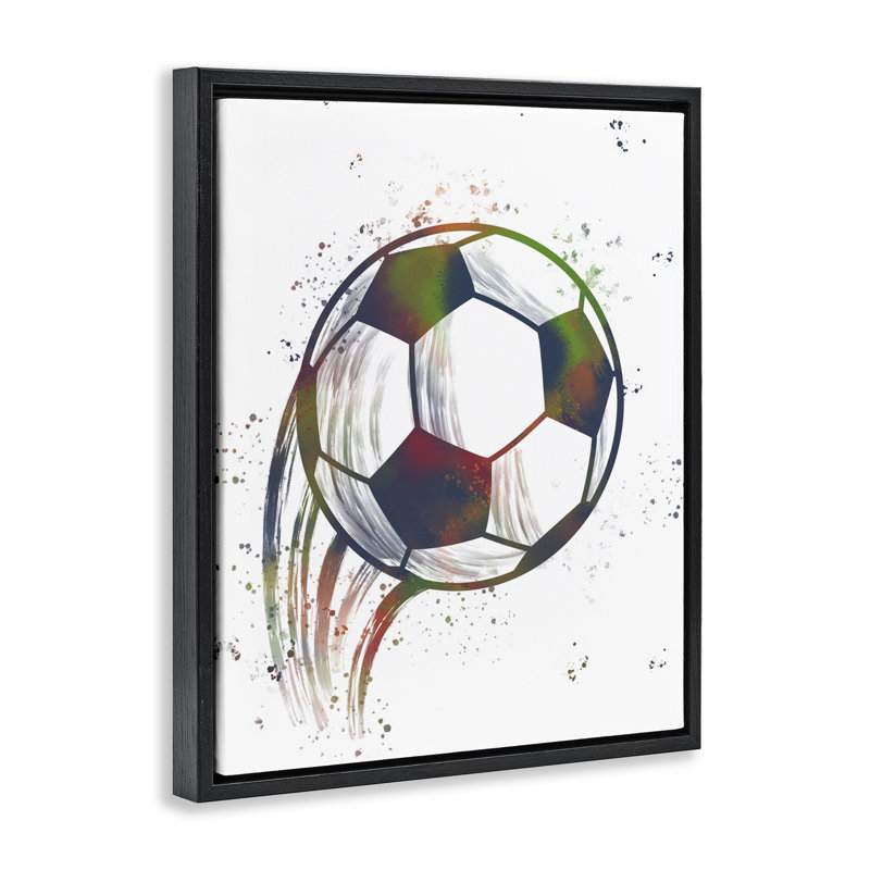 Cadre flottant Splatter Soccer Ball, design par Marcus Prime, H 21 po x l 17 po, Cadre flottant noir de jais