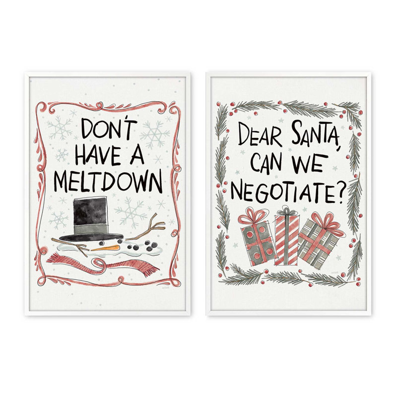 Ensemble de 2 estampes du Père Noël, 10 po x 8 po, Blanc opaque