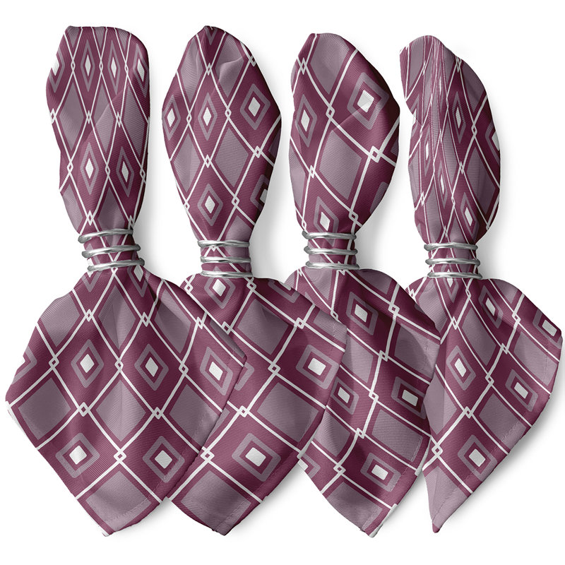 Eastbourne Polyester Geometric Square Napkin, Purple
