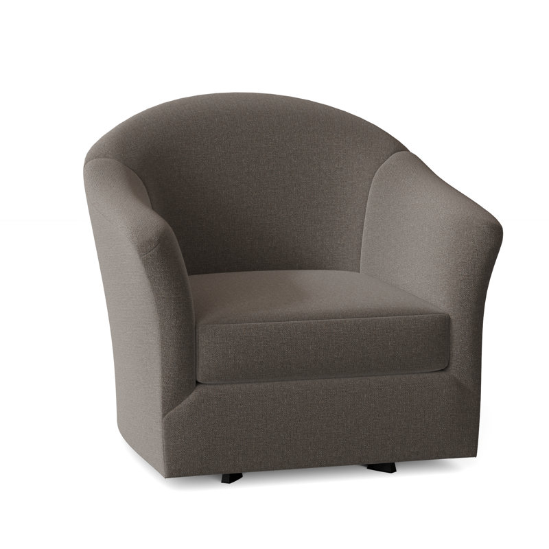 Weston Upholstered Swivel Barrel Chair, Gray Sugar Performance; 0863-84