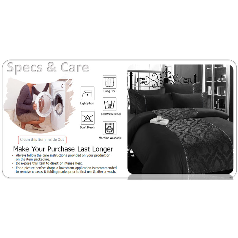 Amira Black 144 TC Duvet Cover Set, Double