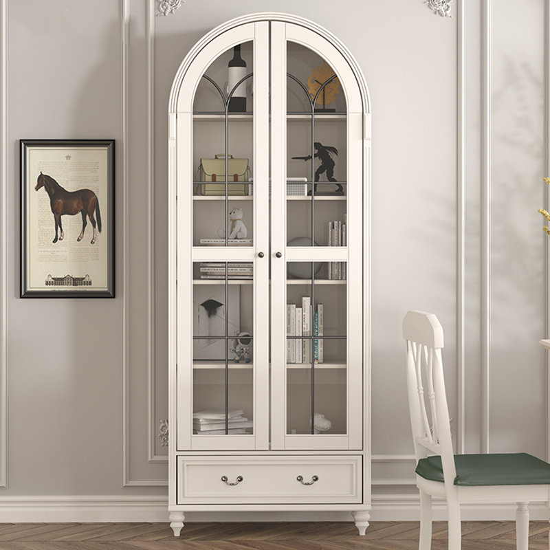 Bois blanc massif + vitrines en verre