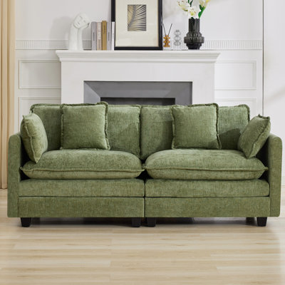 Chenille Upholstered Modular Sectional Sofa Couch with Cloud Deep Seat