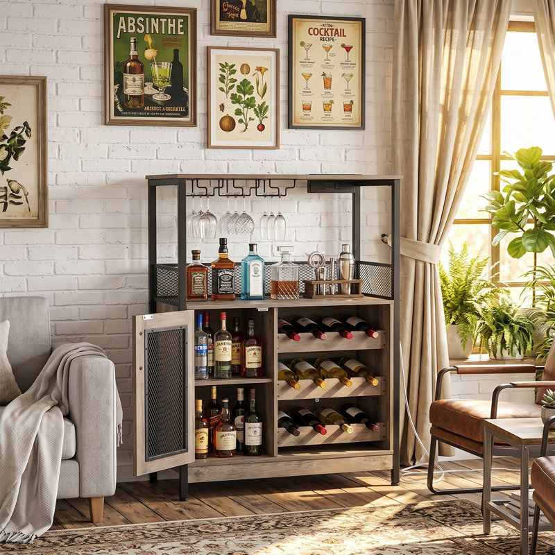 Wine Bottle & Glass Rack, Nature Wood