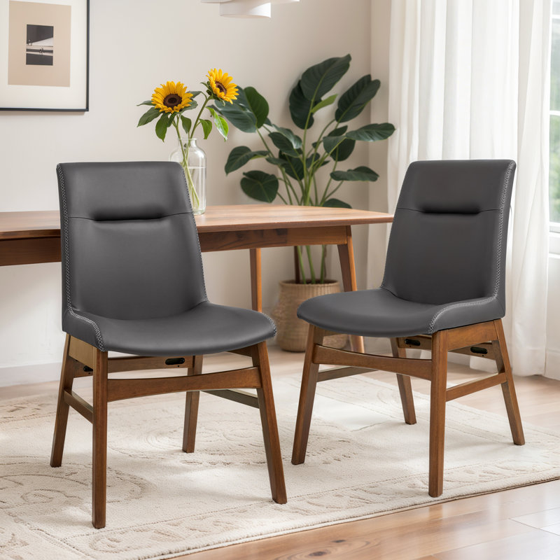 Chaises de salle à manger en cuir PU, chaises de salle à manger en cuir modernes avec structure en bois massif, résistantes à l'eau et faciles à nettoyer