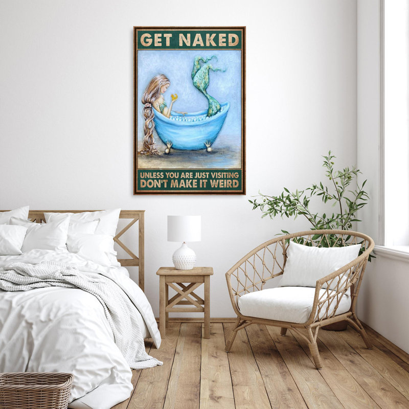 «Mermaid Get Nake 2», reproduction d'art rectangulaire sur toile tendue, H 14 po x l 11 po x P 1,25 po