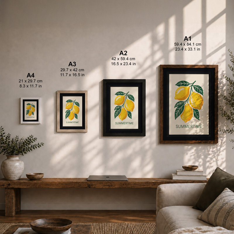 Summertime Lemons Botanical - Print, Unframed, A3 - 42.0 x 29.7 cm