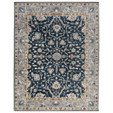 Bristol Oriental Handmade Hand-Knotted Area Rug in Blue/Gray